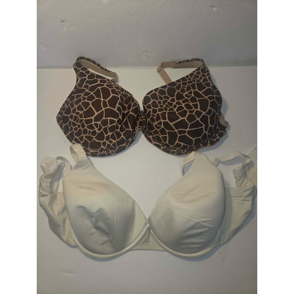 Gilligan & O'Malley Bra 36DD Padded Underwire Adjustable Animal & White 2 Bras